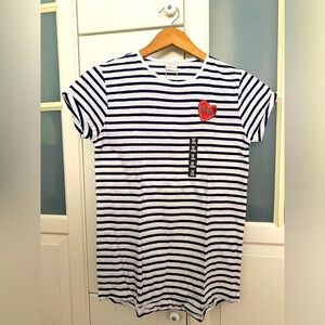 New with tags! ZARA Girls Knitted Stripe Tee w “LOVE” Heart Appliqué Sz 11-12